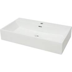 vidaXL Lavandino Con Foro Rubinetto In Ceramica Bianca 76x42.5x14.5 cm