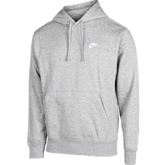 Polyester - Women Tops NIKE Sportswear Club Fleece Pullover Hoodie - Dark Grey Heather/Matte Silver/White