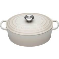 Oval gjutjärnsgryta Le Creuset Meringue Signature Oval med lock 4.7 L