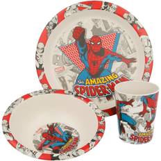 Wood Baby Bottles & Tableware Stor Spiderman Comic Bamboo Set 3pcs