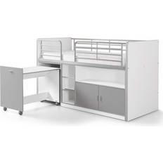 Vipack Lit Combiné 90x200 cm Avec Sommier 1 Bureau 2 Portes Bois Blanc