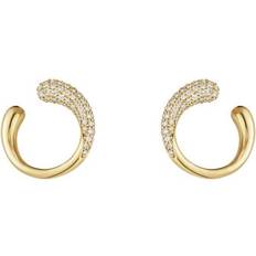 Georg Jensen 18K Yellow Gold Pave Diamond Mercy Stud Earrings