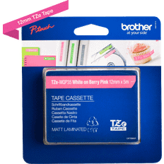 Office Supplies Brother P-Touch Labelling Tape White on Berry Pink