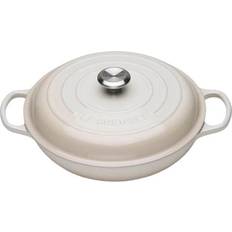 Fonte Plats à gratin peu profonds Le Creuset Meringue Signature Cast Iron Round avec couvercle 3.5 L 30 cm