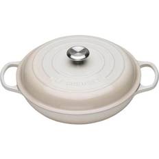 Beige Stegegryder Le Creuset Meringue Signature Cast Iron Round med låg 30cm