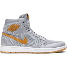 Air dunk Nike Air Jordan 1 Retro High Flyknit M - Wolf Grey/Gum Yellow/White/Golden Harvest