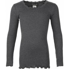 Gråa Blusar & Tunikor Barnkläder Rosemunde Girl's Long Sleeved Blouse - Dark Grey Melange (59160-009)