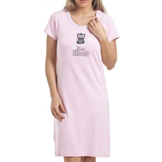 Pink Nightgowns Camille Owl Motif Cotton Nightdress - Light Pink