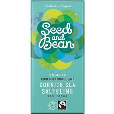 Mørk chokolade 85 Seed and Bean Økologisk Havsalt og Lime Mælkechokolade Bar 85g