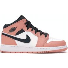 Jordan air 1 mid smoke grey Nike Air Jordan 1 Mid GS - Pink Quartz/Dark Smoke Grey/White