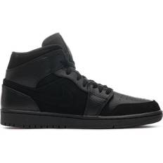 Nike air jordan 1 mid m black grey Nike Air Jordan 1 Mid M - Black/Dark Smoke-Grey