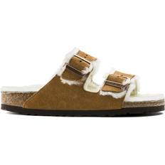 Brune - Herre Sandaler Birkenstock Arizona Shearling Suede Leather - Mink