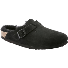 Birkenstock Boston Fur Clog - Black Suede