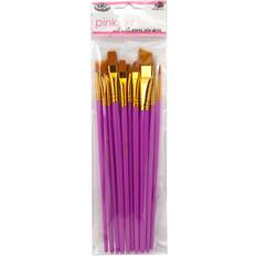 Pink Painting Accessories Royal & Langnickel Pink Art Golden Taklon Brush Set 10 Pack