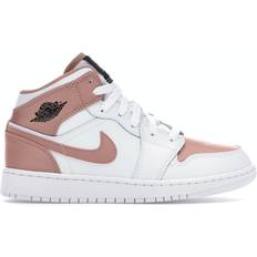 Rose Gold Children's Shoes NIKE Air Jordan 1 Mid GS - White/Rose Gold/Black