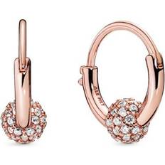 Pandora Pavé Bead Creol Earrings - Rose Gold/Transparent