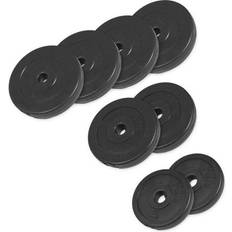 Gorilla Sports Disques de Poids Individuel ou Ensemble, 1,25kg, 2,5kg, 5kg, 7,5kg, 10kg, 15kg, 27,5kg, 30kg,30mm, Plastique, Noir