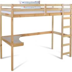 Beige Loftsängar Barnrum Homestyle4u Kid's Bed High Sleeper Cot Desk