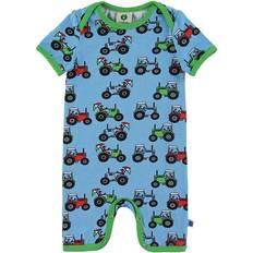 Korte ærmer Jumpsuits Børnetøj Småfolk Bodysuit with Tractor - Blue Grotto (02-4303)