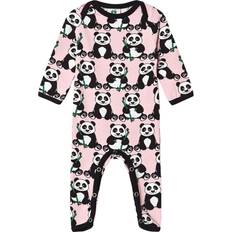 Multifärgade Jumpsuits Barnkläder Småfolk Bodysuit with Panda - Coral Blush (03-4008)