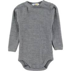 Wool Bodysuits Children's Clothing Joha Body with Long Sleeves - Light Grey Melange (62515-122-15110)