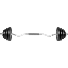 tectake Kit barre de musculation curl 8 poids gris chrome de