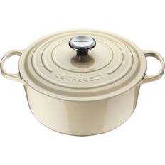 Le creuset 22 cm gryde Le Creuset Creme Signature Round med låg 22cm