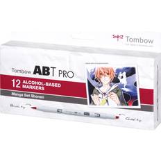 Alcohol Based Brush Pens Tombow ABT PRO Manga Set 12-pack