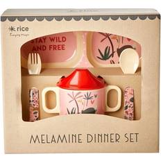 Melamiini Vauvanhoito Rice Jungle Melamine Dinner Set Pink One Size