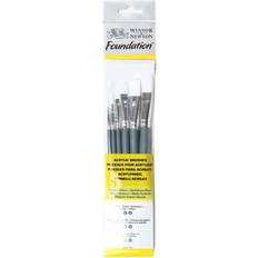 Penslar Winsor & Newton Foundation Acrylic Brush Short Handle 6 Pack