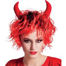 Rot Kurzhaarperücken Boland Women's Halloween Devil Wig With Horns