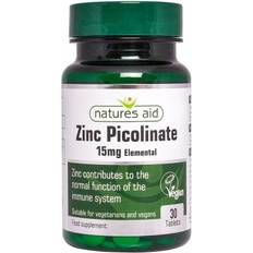 Testosterone Boosters Vitamins & Minerals Natures Aid Zinc Picolinate 15mg 30 pcs