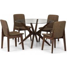 Brown Dining Sets Julian Bowen Chelsea Kensington Round Marco Dining Set 120cm 5pcs