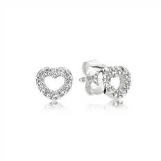 Earrings Pandora Open Heart Stud Earrings - Silver/Transparent