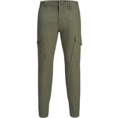 Hombre - Lino Pantalones & Shorts Jack & Jones Linen Akm 982 Green Male