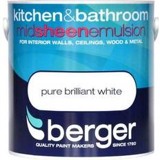 Kitchen wall paint Berger Kitchen & Bathroom Wall Paint, Ceiling Paint Pure Brilliant White 2.5L