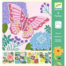 Plastic Stickers Djeco Drawing Templates Garden Flying Animals