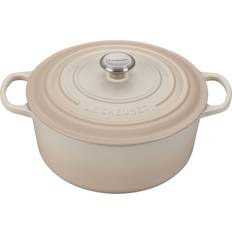 Creuset 6.7l Le Creuset Meringue Signature Cast Iron Round med lock 6.7 L 28 cm