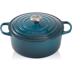 Le creuset 28 cm gryde Le Creuset Deep Teal Signature Cast Iron Round med låg 28cm
