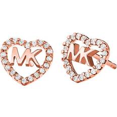 Michael Kors Precious Pavé Heart Logo Earrings - Rose Gold/Transparent