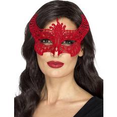 Halloween Mascherine per gli occhi Smiffys Lace Filigree Devil Mask Red