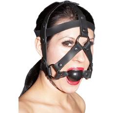 ZADO Leather Head Harnas met Gag Zwart