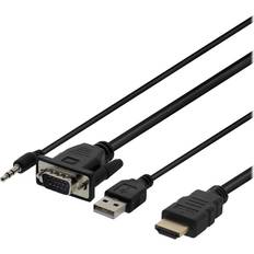 Deltaco HDMI-VGA/3.5mm/USB A