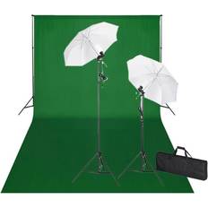 vidaXL Set Studio Fotografico: Fondale Verde 600x300 Cm E Luci