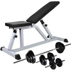 Dumbbells Fitnessbanken vidaXL Trainingsbank met halterset 30,5 kg