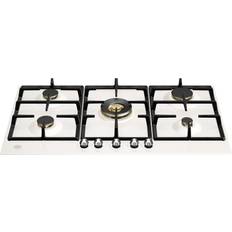 Bertazzoni Table De Cuisson À Gaz Blanc Ivoire Avec Boutons En Inox 90 cm Heritage