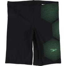 Noir Maillots de bain Speedo Junior Hexagonal Tech Jammer - Black/Green (812411D712)