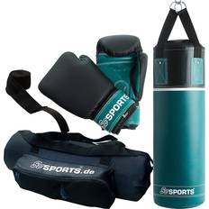 Sac de Frappe Ensembles de Boxe Scsports Set de Sacs de Boxe Gants de Boxe, Bandages de Boxe, Ceinture en Nylon, Sac Assorti, Rembourrage Lourd, Bleu-Vert Foncé Noir Jeu de Sacs de