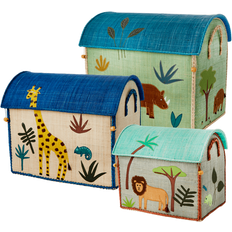 Large Toy Baskets Blue Jungle Theme 3-pack