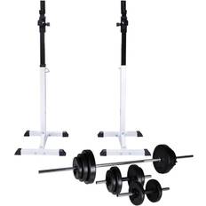 Dumbbells Fitnessbanken vidaXL Halter-/squatrek met halterset 30,5 kg